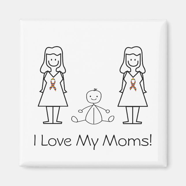 Imán Personalizable LGBT 2 madres y bebé (Frente)