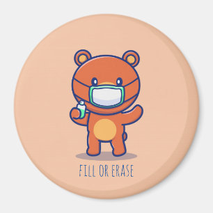 Imán Personalizable lindo oso máscara sanitizador