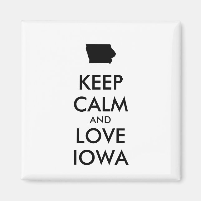 IMÁN PERSONALIZABLE MANTENER CALMA Y AMAR A IOWA (Frente)