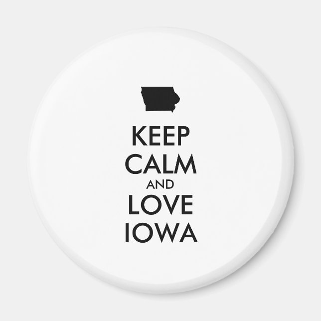 IMÁN PERSONALIZABLE MANTENER CALMA Y AMAR A IOWA (Frente)
