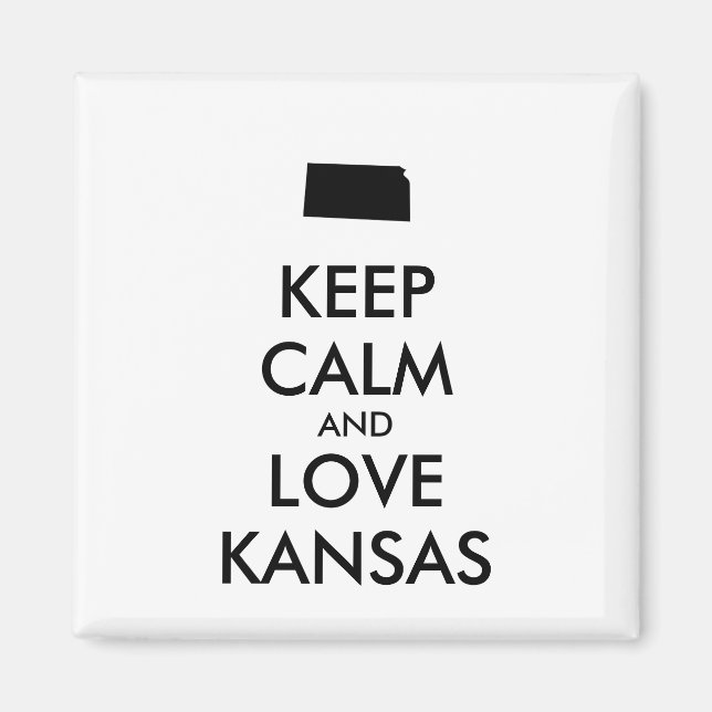 Imán Personalizable MANTENER CALMA Y AMAR A KANSAS (Frente)
