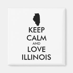 Imán Personalizable MANTENER LA CALMA Y AMAR A ILLINOIS