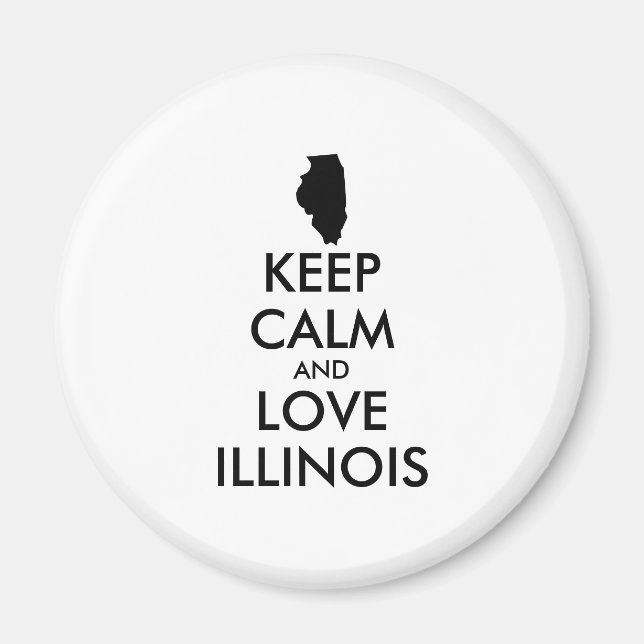 Imán Personalizable MANTENER LA CALMA Y AMAR A ILLINOIS (Frente)