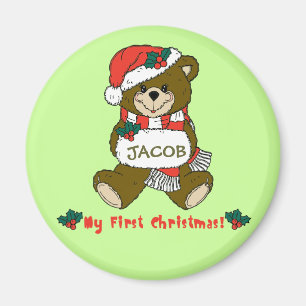 Imán Personalizable Mi Primer Teddy Bear Tee De Navidad
