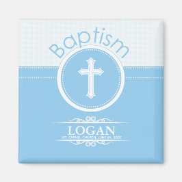 Imán Personalizable, Niño Azul Hijo de Dios Bautizo