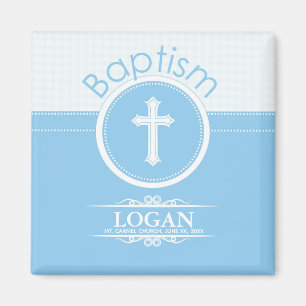 Imán Personalizable, Niño Azul Hijo de Dios Bautizo