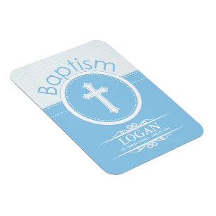 Imán Personalizable, Niño Azul Hijo de Dios Bautizo