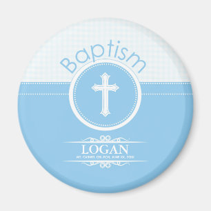 Imán Personalizable, Niño Azul Hijo de Dios Bautizo