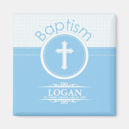 Imán Personalizable, niño azul niño bautizo de Dios
