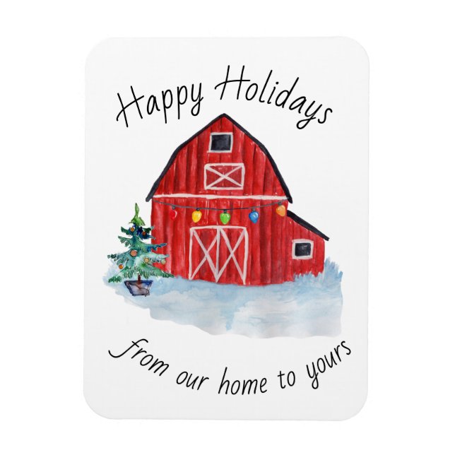 Imán Personalizable Red Barn de navidades (Vertical)