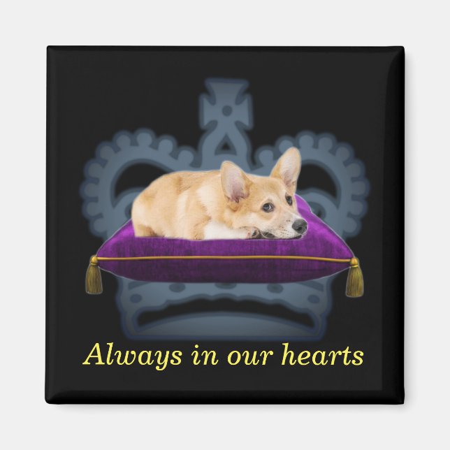 Imán Personalizable Reina corgi corona (Frente)