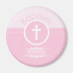 Imán Personalizable, Rosa Bautizo de Niña Hija de Dios
