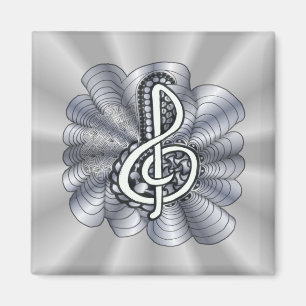 Imán Personalizable Treble Clef Silver