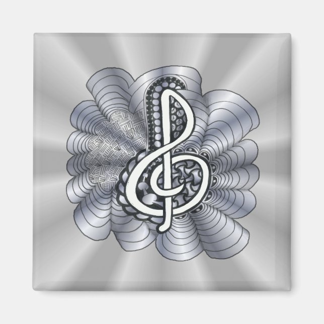 Imán Personalizable Treble Clef Silver (Frente)