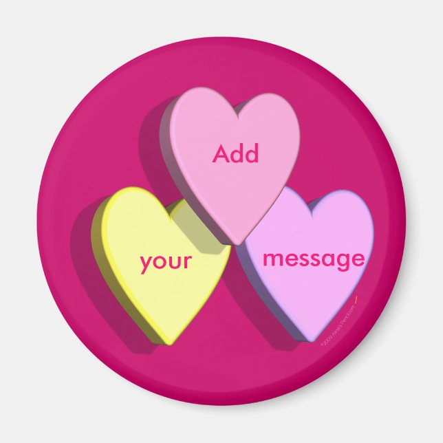 Imán Personalizable Valentine Candy Hearts Parece Perso (Frente)