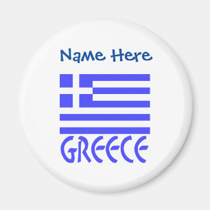 Imán Personalización azul de Grecia y bandera griega 