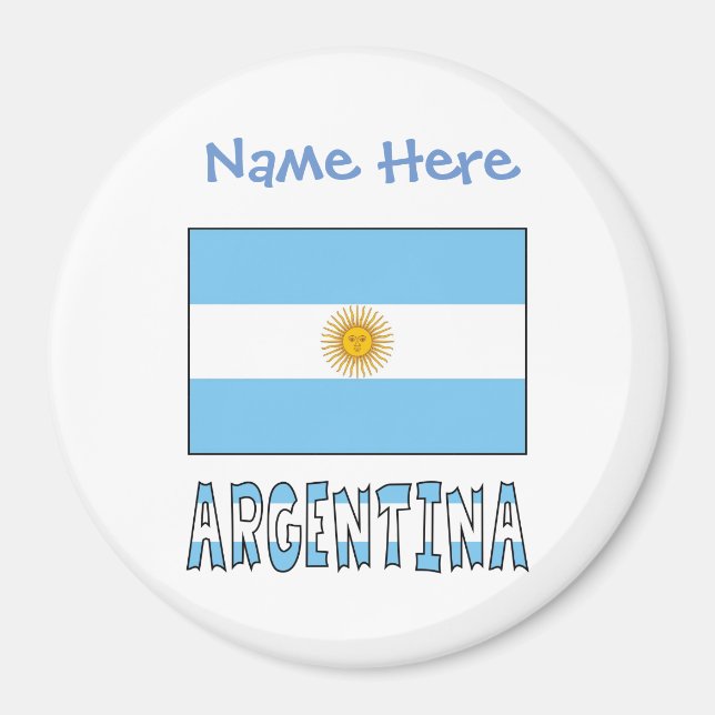 Imán Personalización azul de la bandera argentina (Frente)