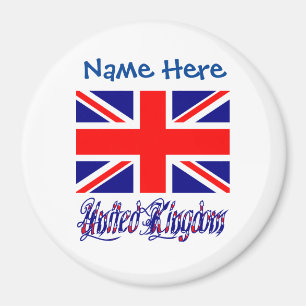 Imán Personalización azul de la bandera británica del R