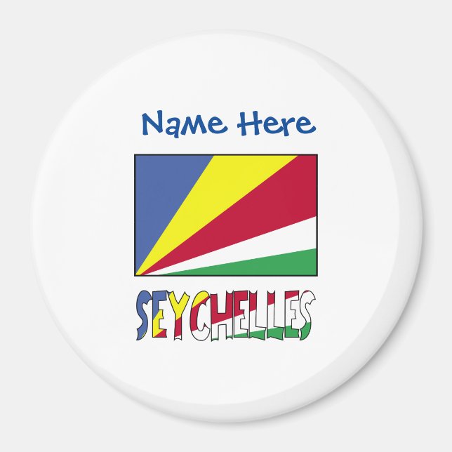 Imán Personalización azul de la bandera de Seychelles (Frente)