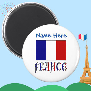Imán Personalización azul de la bandera y Francia Franc
