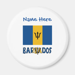 Imán Personalización de la bandera de Barbados azul