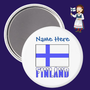 Imán Personalización de la bandera finlandesa finlandes
