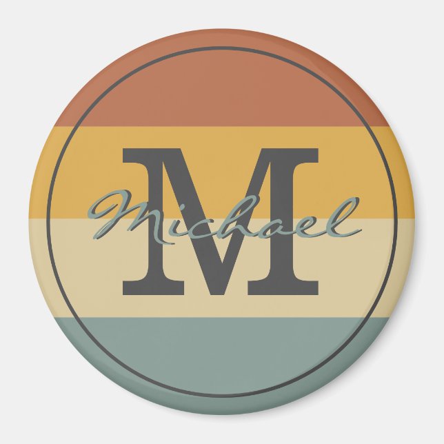 Imán Personalización de las iniciales de nombres rústic (Frente)