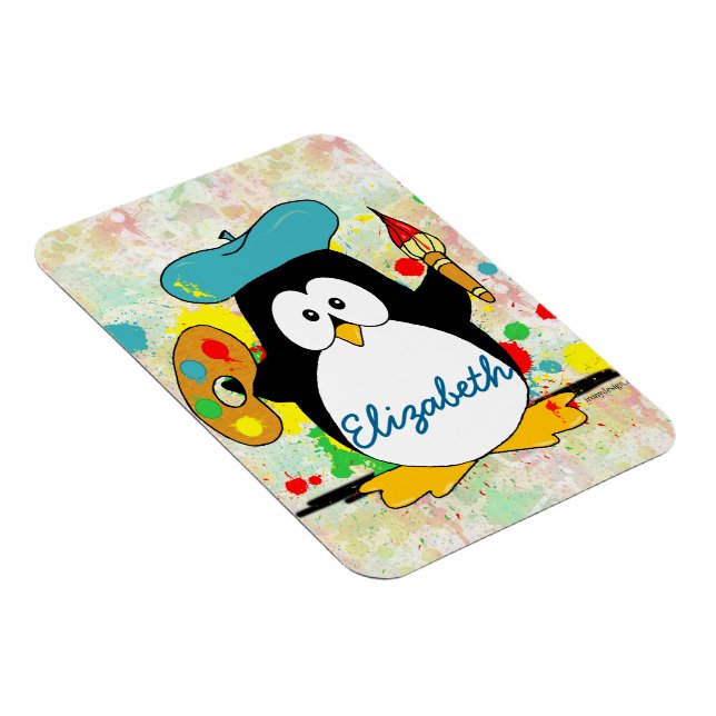 Imán Personalización del pintor de pingüino artístico (Lado Derecho)