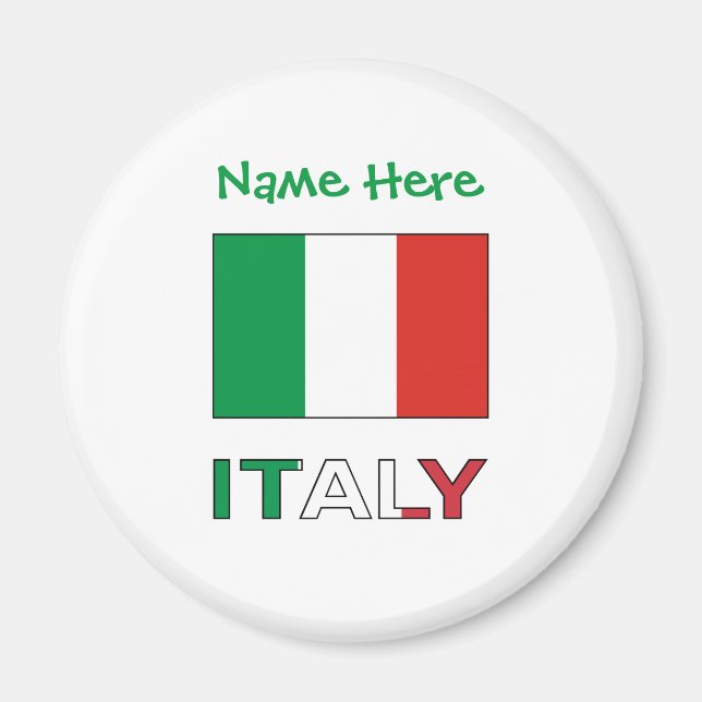 Imán Personalización verde de la bandera italiana y la  (Frente)