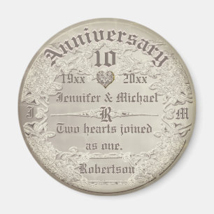 Imán Personalizado 10 Aniversario de la apariencia de c
