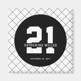 Imán Personalizado 21º cumpleaños Moderno y elegante