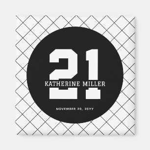 Imán Personalizado 21º cumpleaños Moderno y elegante