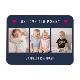Imán Personalizado 3 Fotos Te Amamos Mami Azul Marino