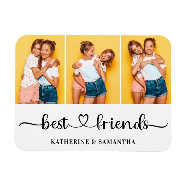 Imán Personalizado 3 mejores amigos de Collage de fotos (Horizontal)