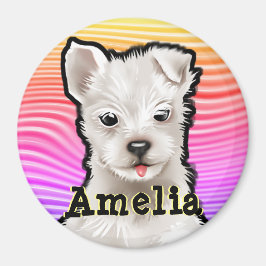 Imán Personalizado alrededor de los cachorros arcoiris 