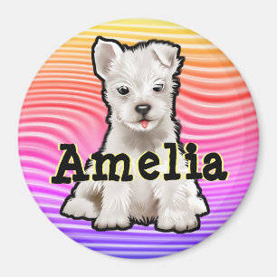 Imán Personalizado alrededor de los cachorros arcoiris