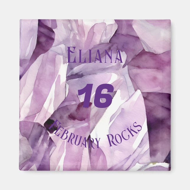Imán Personalizado Amethyst Febrero Cumpleaños (Frente)