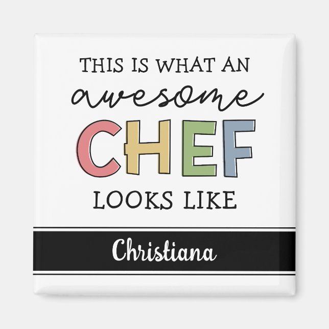 Imán Personalizado Awesome Chef Gifts | Mejor Chef Cada (Frente)