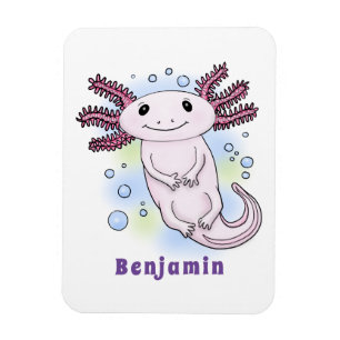 Imán personalizado axolotópico rosa adorable