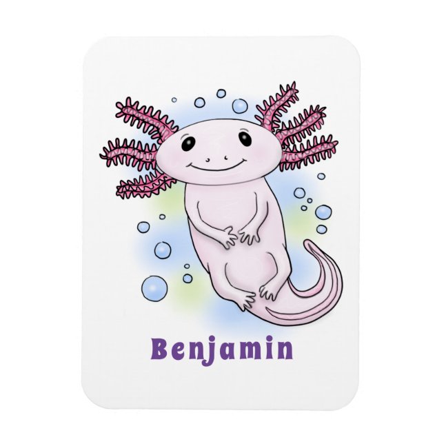 Imán Personalizado axolotópico rosa adorable (Vertical)