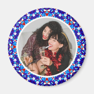 Imán Personalizado azul Feliz regalo de Navidad foto Ke