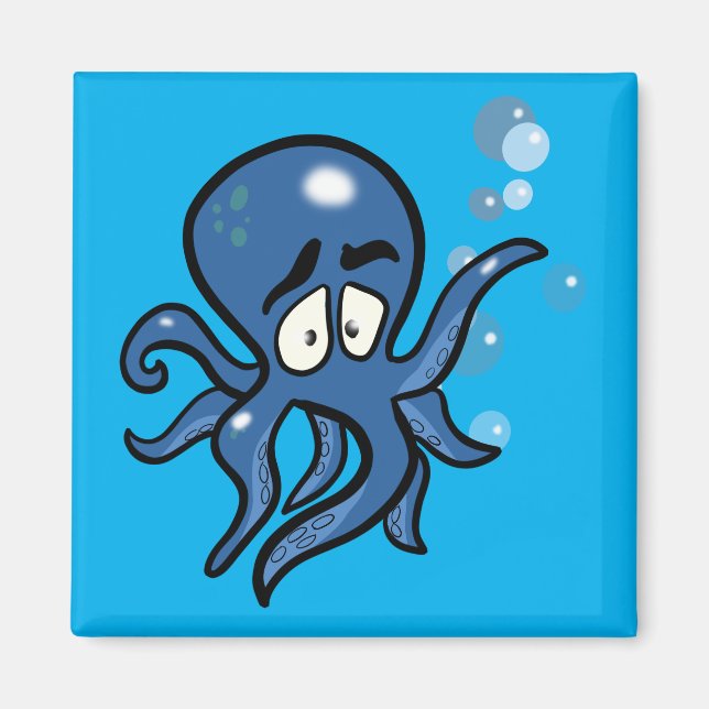 Imán Personalizado azul Octopus Magnet (Frente)