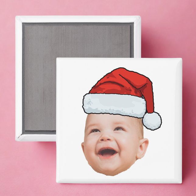 Imán Personalizado Baby Face Foto Santa Hat Navidades (Subido por el creador)