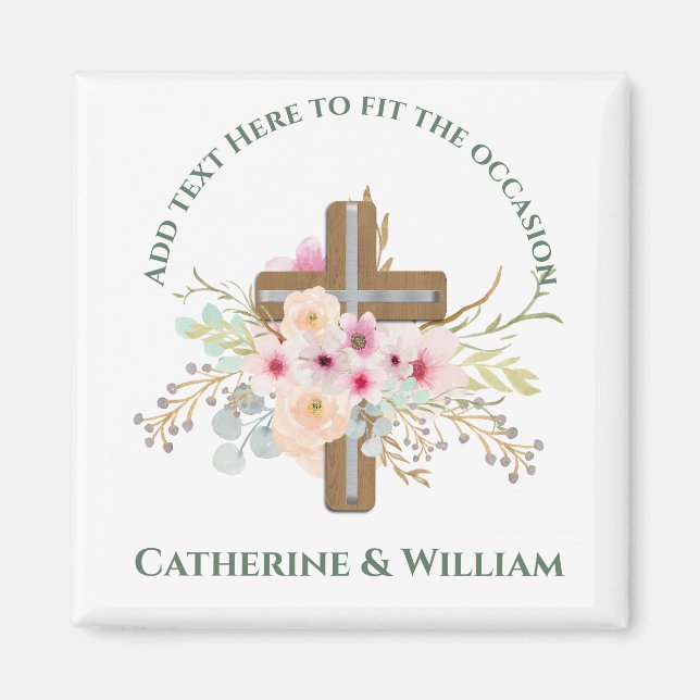 Imán Personalizado Baptism Communion Confirmation Flora (Frente)