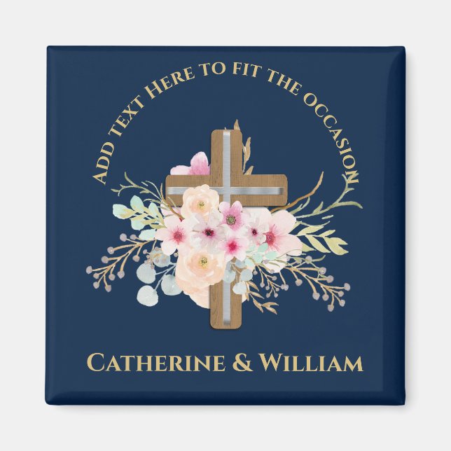 Imán Personalizado Baptism Communion Confirmation Flora (Frente)