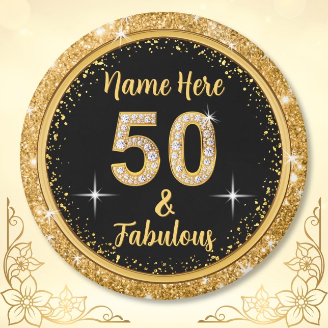 Imán Personalizado barato Fabulous y 50 Birthday Party  (Elegant 50th birthday favors. Personalised, 50th birthday favours. 50th birthday favors for a woman.)