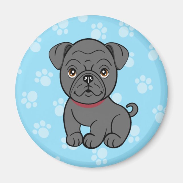 Imán Personalizado Black Pug Magnet (Frente)