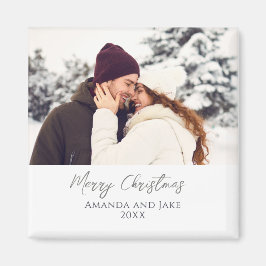 Imán Personalizado blanco moderno Feliz foto de Navidad