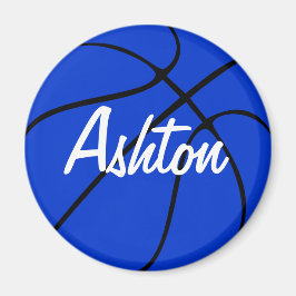 Imán Personalizado Blue Basketball Round Fridge Magnet