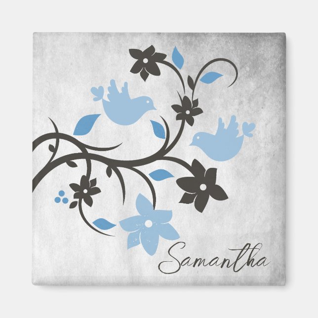 Imán personalizado Blue Lovebirds (Frente)